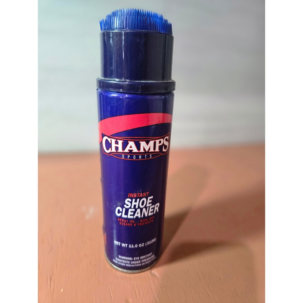 Champs Sports Instant Shoe Cleaner 11oz Aerosol Spray with Scrub Brush Cap Blue